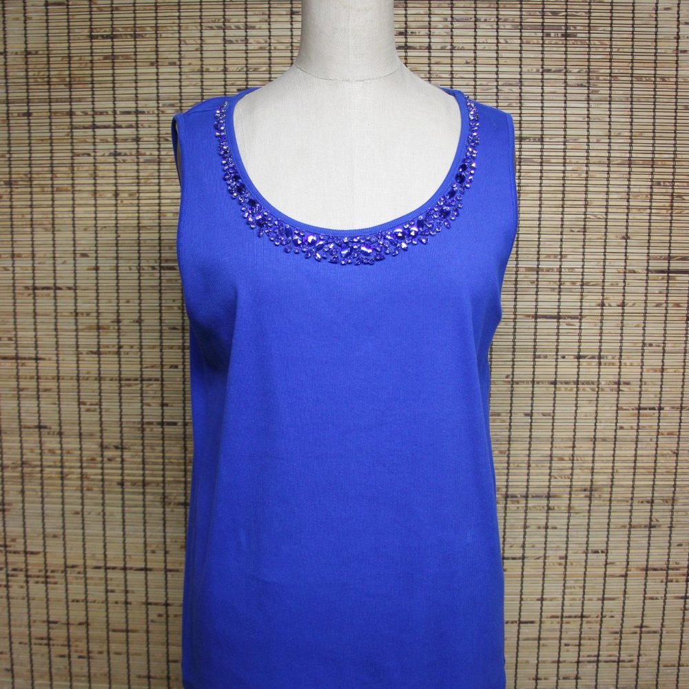 New Chico's Women's Tank Spectra Blue w/ Jewels Chico's Size 3 /L XL New w/ Tags